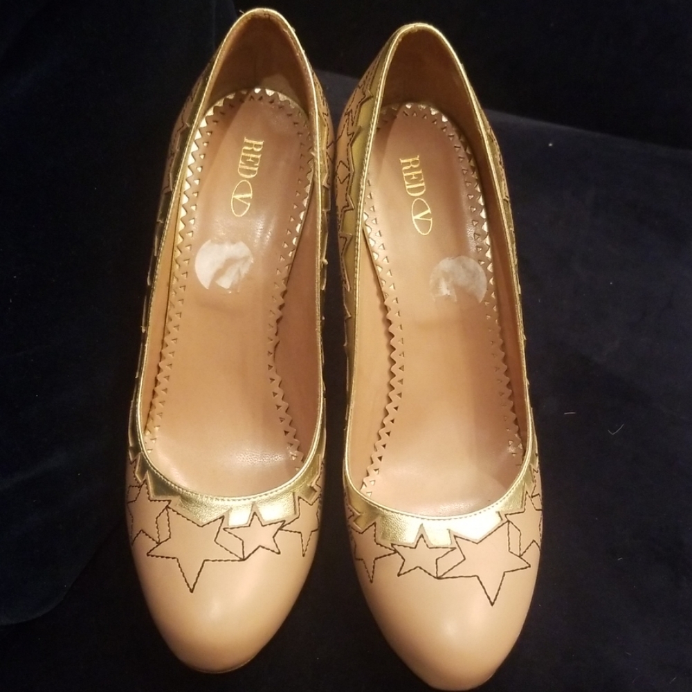 Valentino red  beige and gold pumps